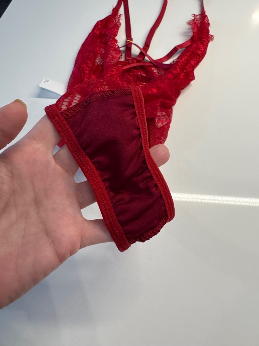 Red Lace Thong Bodysuit Lingerie - Women Medium New NWT - Picture 9 of 10